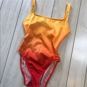 Speedo Yeloow & Orange Ombré One-Piece Swimsuit